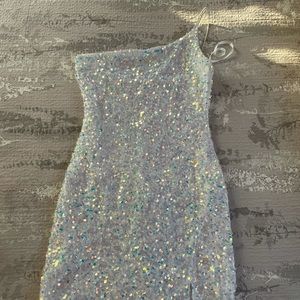 one shoulder sparkly windsor dress